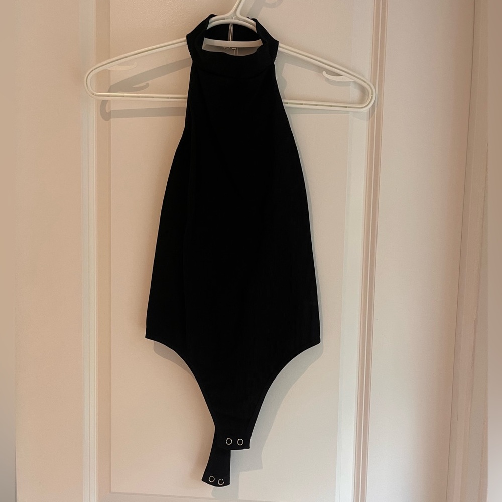 Fashion Nova Halterneck Black Ribbed Bodysuit